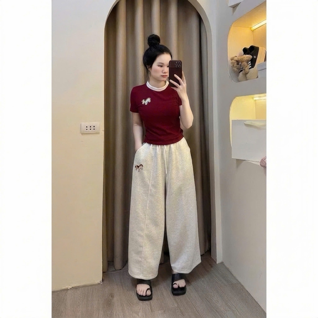 HT10. Sét áo thun quần umi hàng đẹp mặc mát. Áo thun quần baggy chất umi đủ size 40-70kg