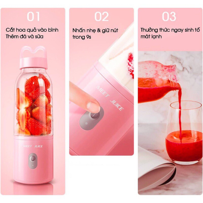 MÁY XAY SINH TỐ CẦM TAY MINI 500Ml MEET JUICE