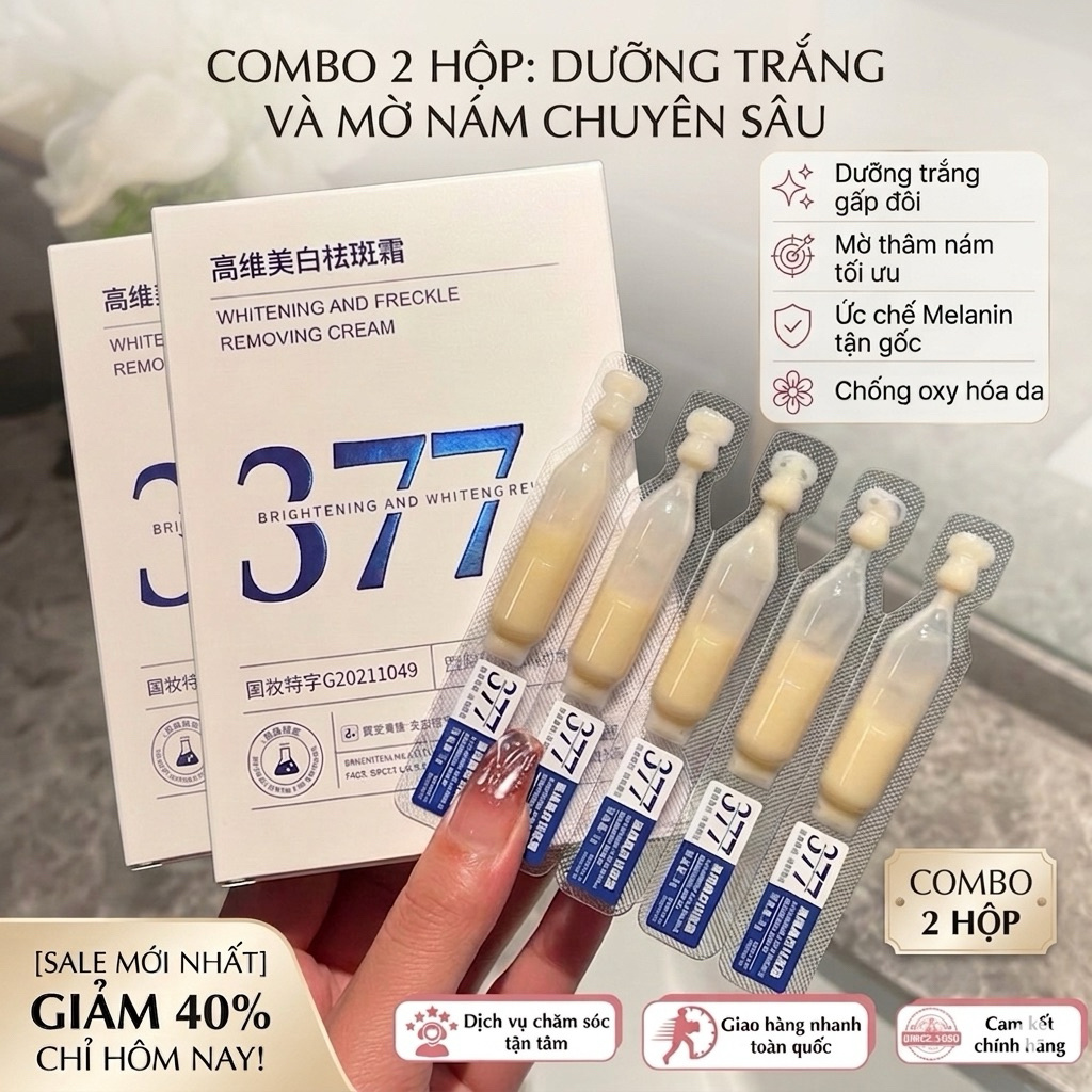 Combo 2 Hộp Srum 377 Tinh Chất Làm Trắng Niacinamide Hỗ Trợ Giảm Thâm Nám Cải Thiện Da Sỉn Màu Dưỡng Ẩm Sâu