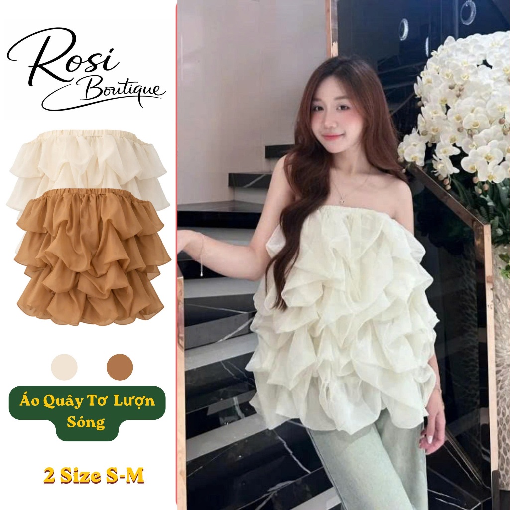 Áo Quây Nữ Tơ Lượn Sóng Xếp Tầng Bồng Bềnh Phong Cách Hàn Quốc, áo quây sang chảnh