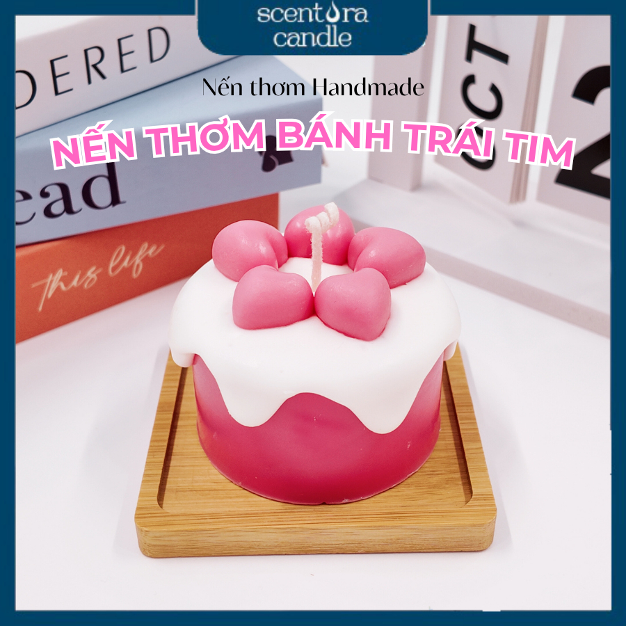 Nến Thơm Hình Bánh Ngọt Trái Tim Scentora Candle, Làm quà tặng sinh nhật, Trang trí, Decor phòng