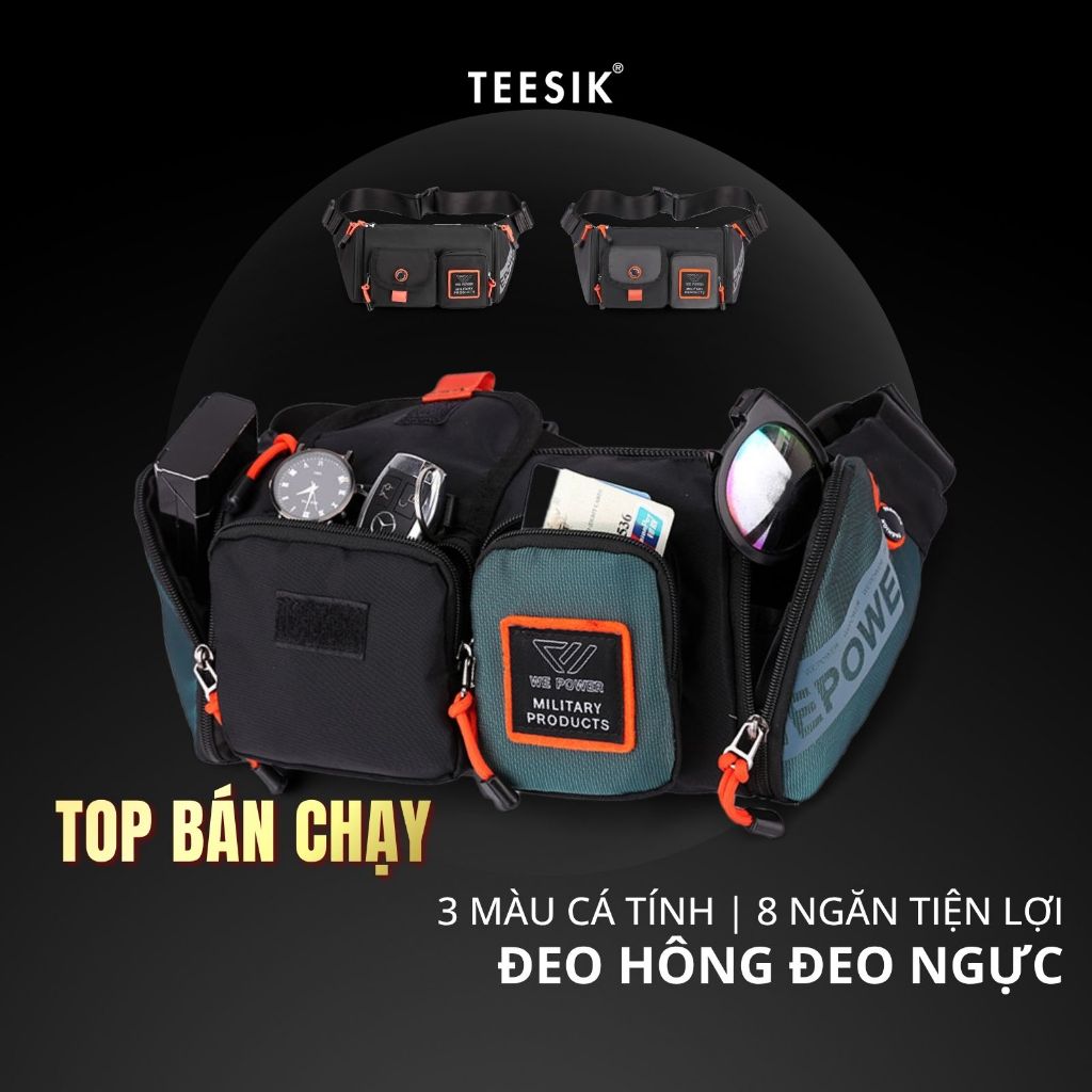 Túi đeo chéo nam TEE SIK túi bao tử nam vải polyester chống nước nhiều ngăn chống sốc TS39
