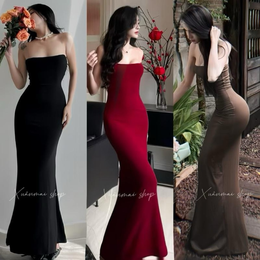 Đầm ôm CUP ĐUÔI CÁ chất ladong co giãn dáng đuôi cá ôm cup Xuân Mai Shop