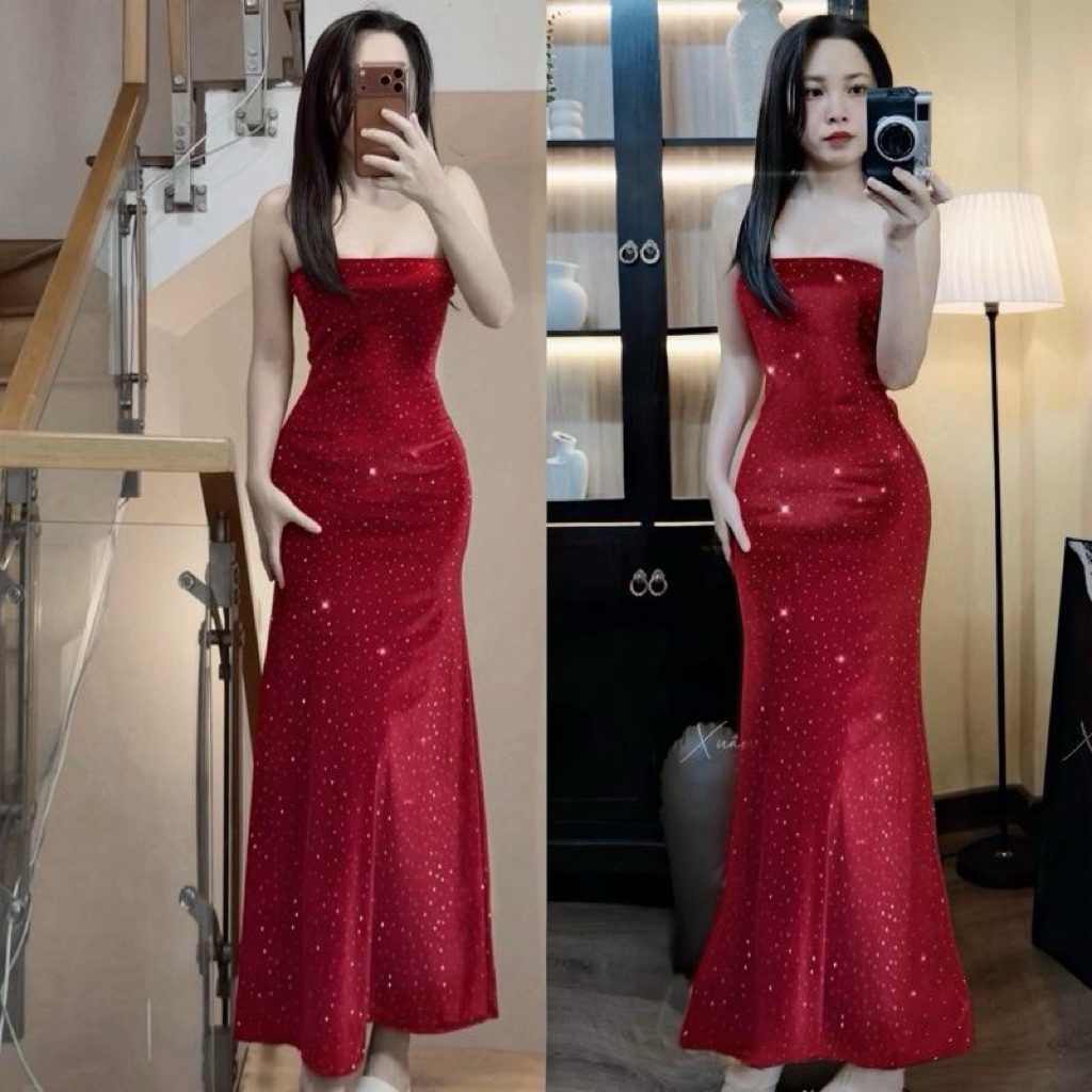 Đầm ôm CUP ĐUÔI CÁ chất ladong co giãn dáng đuôi cá ôm cup Xuân Mai Shop