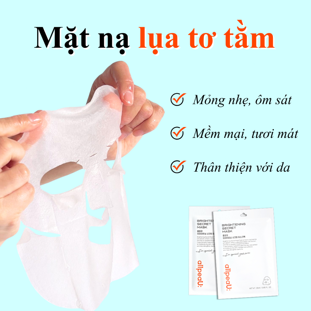 Mặt Nạ Dưỡng Sáng allpeaU: Hàn Quốc | Cấp Ẩm Sâu, Da Mịn Màng, Dễ Hấp Thụ | Dịu Nhẹ Cho Da Nhạy Cảm