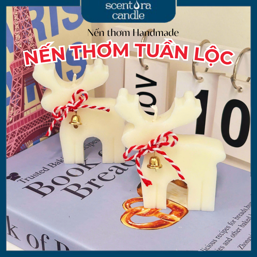 Nến Thơm Tuần Lộc Trang Trí Giáng Sinh, Noel, Khử Khuẩn, Trang Trí, Decor Phòng - ScentoraCandle