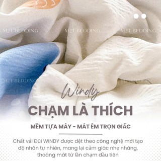 Bộ Chăn Ga Gối Cotton Đũi Windy M2T Bedding Gồm Ga Giường 2 Vỏ Gối Và Chăn Chần Bông Hè Mềm Mại Thoáng Mát