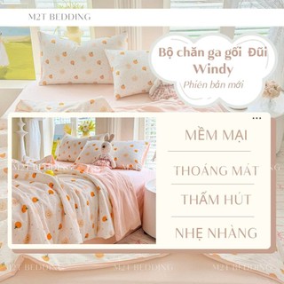 Bộ Chăn Ga Gối Cotton Đũi Windy M2T Bedding Gồm Ga Giường 2 Vỏ Gối Và Chăn Chần Bông Hè