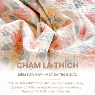 Bộ Chăn Ga Gối Cotton Đũi Windy M2T Bedding Gồm Ga Giường 2 Vỏ Gối Và Chăn Chần Bông Hè Mềm Mại