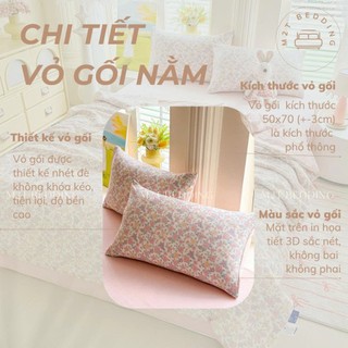 Bộ Chăn Ga Gối Cotton Đũi Windy M2T Bedding Gồm Ga Giường 2 Vỏ Gối Và Chăn Chần Bông Hè Mềm Mại