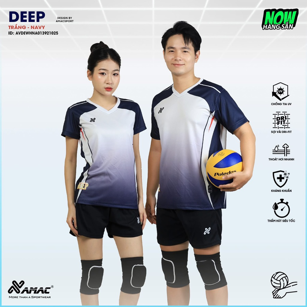 Bộ Quần Áo Bóng Chuyền Nam/Nữ DEEP ĐEN ,Đồ Bóng Chuyền Áo Thể Thao Chất Vải Mè Co Giãn , Có in Tên Số