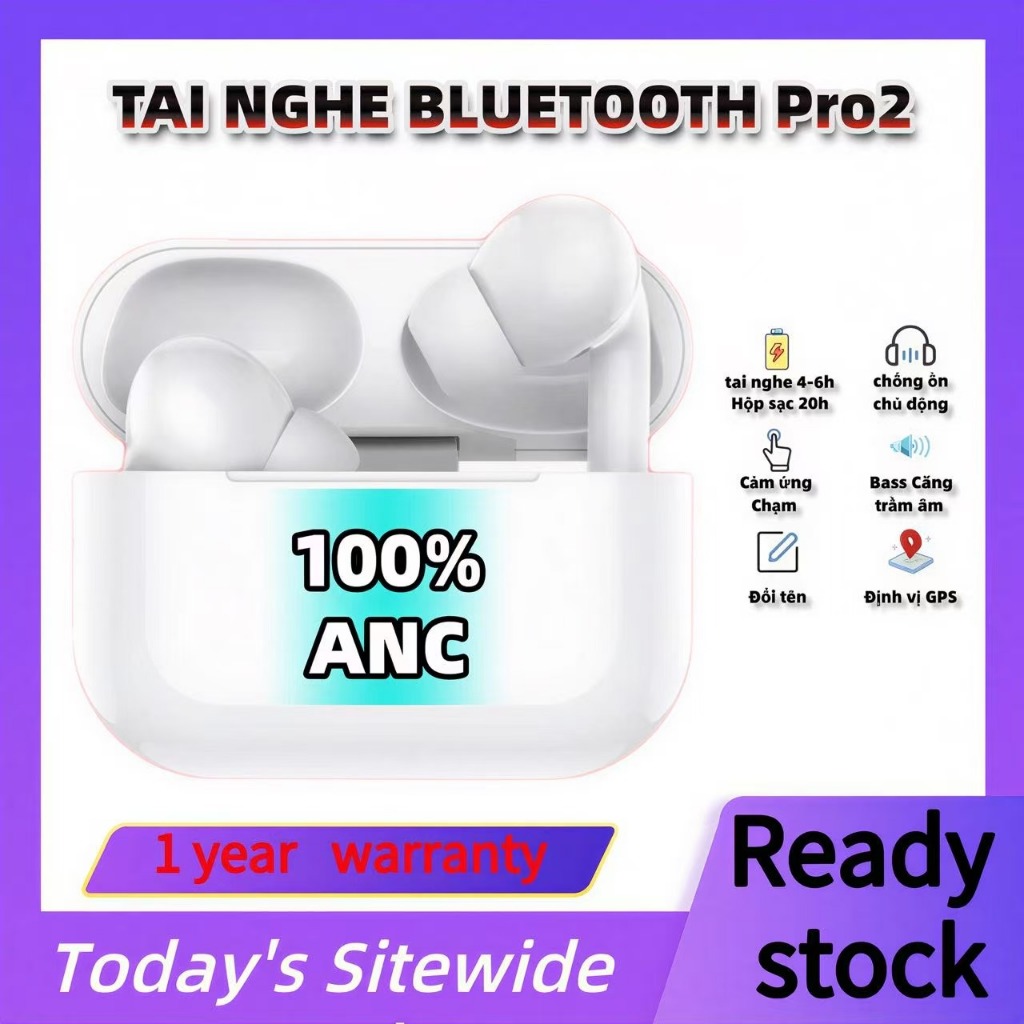 Tai Nghe Bluetooth PRO 3 ANC (Đầy đủ tính năng), Nâng cấp màng loa, Âm to, Bass hay, Pin trâu 8H，Điều khiển cảm ứng