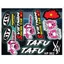 sticker mini chữ race và nhiều tem nhỏ dán lên điện thoại ...;.
