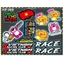 sticker mini chữ race và nhiều tem nhỏ dán lên điện thoại ...;.