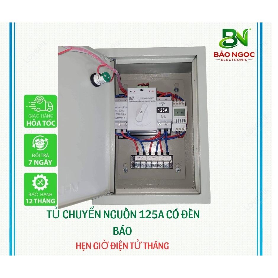 [MS3]Tủ chuyển nguồn  có đèn báo 125A- ATS 125A- cầu dao điện 125A tự động chuyển nguồn luân phiên theo cài đặt