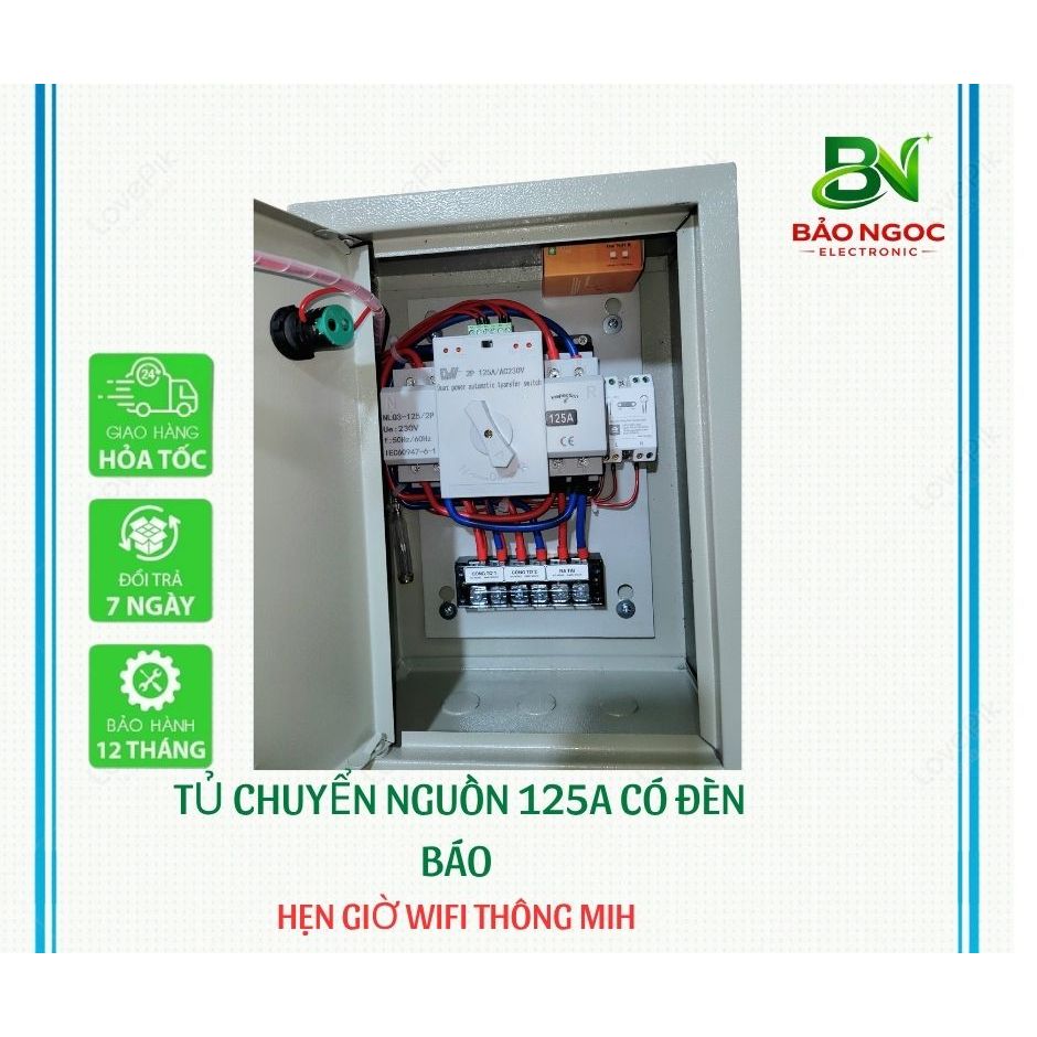 [MS3]Tủ chuyển nguồn  có đèn báo 125A- ATS 125A- cầu dao điện 125A tự động chuyển nguồn luân phiên theo cài đặt