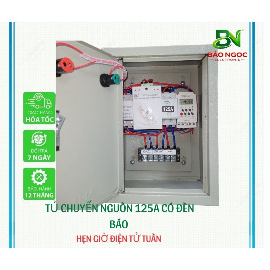 [MS3]Tủ chuyển nguồn  có đèn báo 125A- ATS 125A- cầu dao điện 125A tự động chuyển nguồn luân phiên theo cài đặt