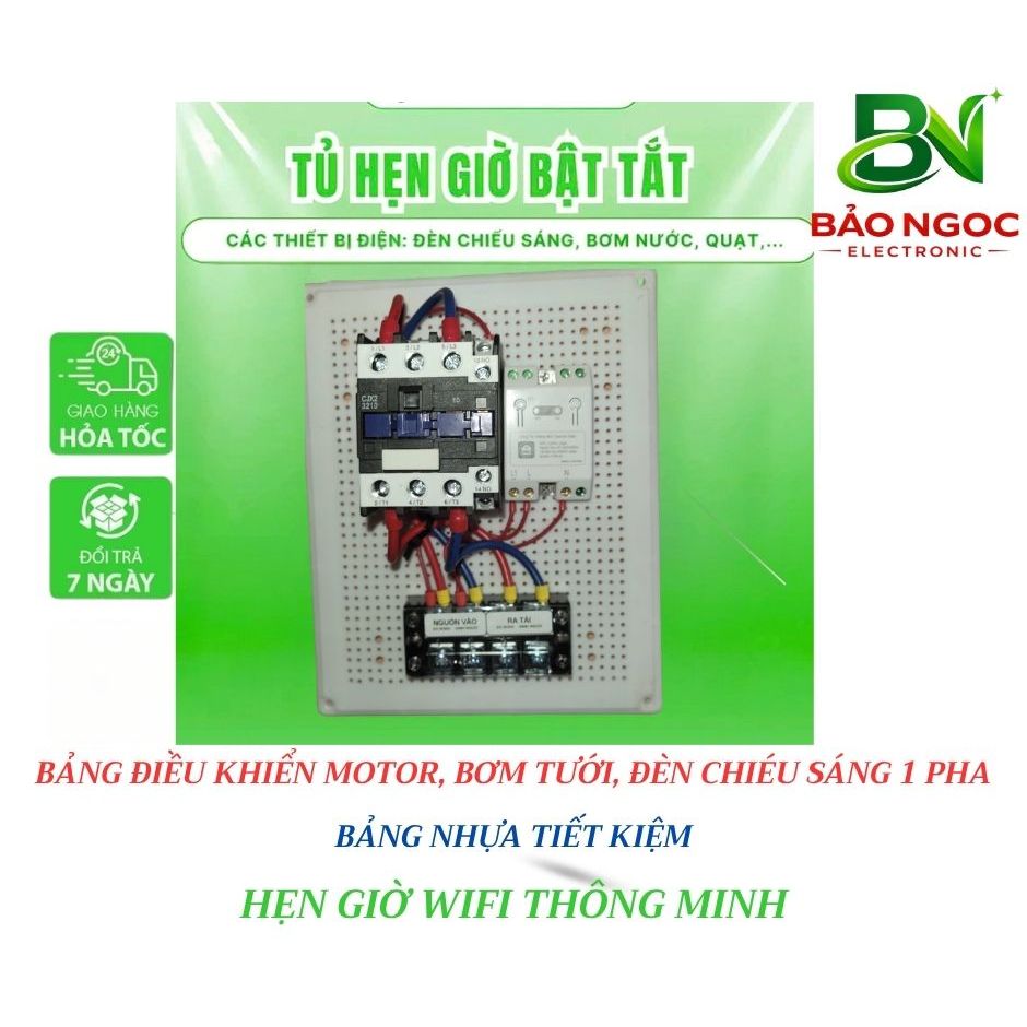 Bộ bật tắt động cơ 1 pha đến 7KW- BẬT TẮT BẰNG WIFI- HẸN GIờ ĐIỆN TỬ- BẬT TẮT BẰNG ĐIỀU KHIỂN TỪ XA