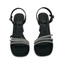 Giày Sandal Cao Gót 9P Đế Vuông 3 Quai Đính Đá LYNDA HADU M984 Da PU Cao Cấp BH 12T