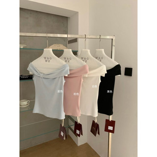 𝐏𝐡𝐢𝐞𝐧 𝐖𝐆𝐖𝐄 | (Sẵn Xanh S, Hồng M, Đen M) w9182 Áo Thun Trễ Vai Hình Nơ Ôm Vừa Vặn
