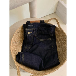 𝐏𝐡𝐢𝐞𝐧 𝐖𝐆𝐖𝐄 | (Sẵn L) w9233 Quần Jean Ống Suông Dài Xanh Đậm Túi Thêu Chỉ