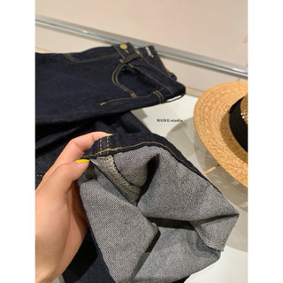 𝐏𝐡𝐢𝐞𝐧 𝐖𝐆𝐖𝐄 | (Sẵn L) w9233 Quần Jean Ống Suông Dài Xanh Đậm Túi Thêu Chỉ