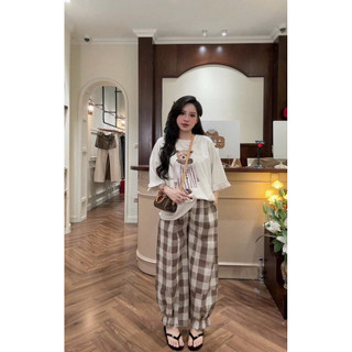 •𝙆𝙞𝙣𝙜𝙨𝙝𝙤𝙥𝙗𝙚𝙖𝙪𝙩𝙮•Set Áo Phông Gấu Mix Quần Kẻ