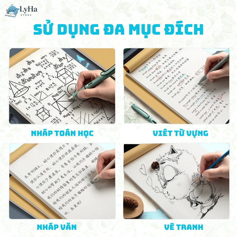 Sổ Tay Ghi Chú 200 trang , Giấy Nháp Trơn Xé A5 , Giấy Vẽ Tranh 80gsm Lật Dọc – Bìa Kraft giấy trắng cho học sinh