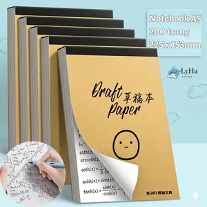 Sổ Tay Ghi Chú 200 trang , Giấy Nháp Trơn Xé A5 , Giấy Vẽ Tranh 80gsm Lật Dọc – Bìa Kraft giấy trắng cho học sinh