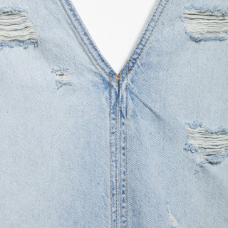 Đầm denim dáng dài cổ V