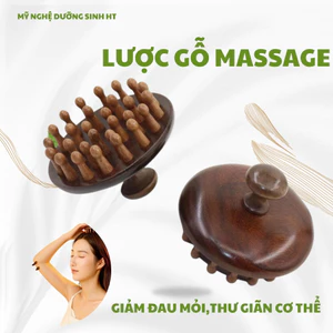 Lược Massage 28 răng Toàn Thân Bằng Gỗ Đầu Lược Tròn, Bàn Chải Kinh Tuyến-MỸ NGHỆ DƯỠNG SINH HT