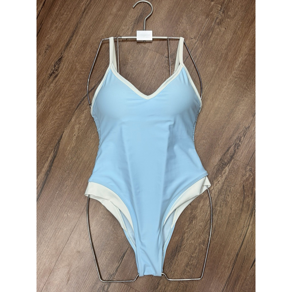 MOONA STUDIO | HOẢ TỐC HN |Bikini Liền Thân Xanh Trời Viền Trắng  - Ôm Body Tôn Dáng Đi Biển