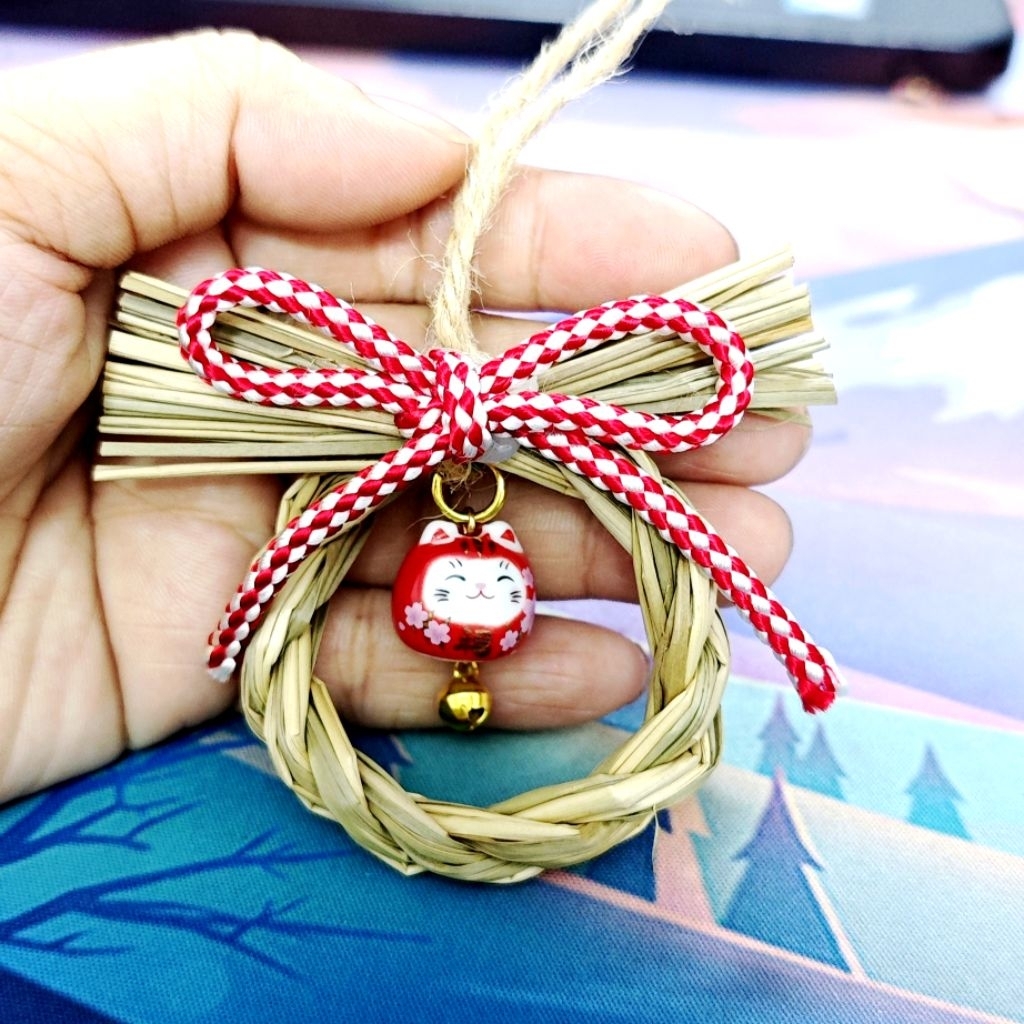 [QUÀ TẶNG VÒNG MAY MẮN MINI]Vòng rơm Shimenawa/Shimekazari Vòng may mắn truyền thống Nhật