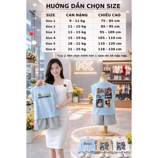 Set Bé Trai Cotton Mềm Mát Co Giãn 4 Chiều Áo Sát Nách + Quần Short In Hình Dễ Thương