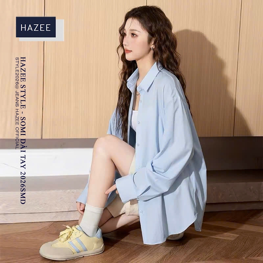 Áo khoác nhẹ đi biển Sơ Mi Nữ Form Rộng HAZEE 2026 Tay Dài – Áo Khoác Mỏng Chống Nắng