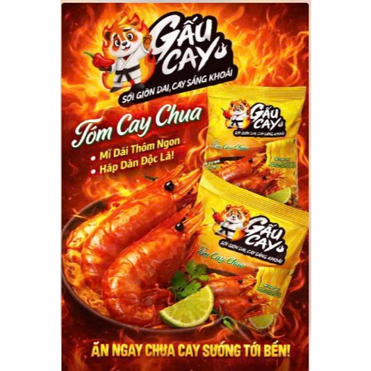 Mì Gấu Cay Tôm Cay Chua – Mì Ăn Liền Sợi Dai Giòn, Vị Cay Kích Thích, Thơm Ngon Tiện Lợi Giá Tốt