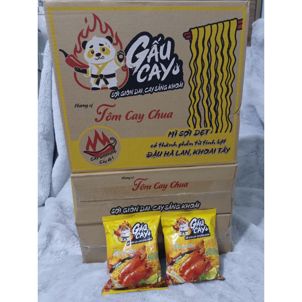 Mì Gấu Cay Tôm Cay Chua – Mì Ăn Liền Sợi Dai Giòn, Vị Cay Kích Thích, Thơm Ngon Tiện Lợi Giá Tốt
