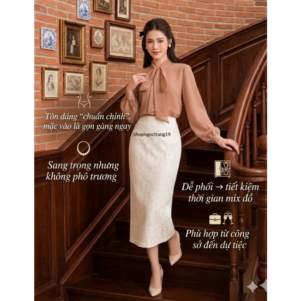Chân Váy Bút Chì Công Sở Ren 2 Lớp Thời Trang Phong Cách SHOPNGOCTRANNG19 CV09