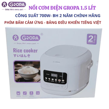 Nồi điện cơm 1,5 lít , nồi cơm điện tử phím cảm ứng công suất 700w, nồi cơm điện Gropa chính hãng