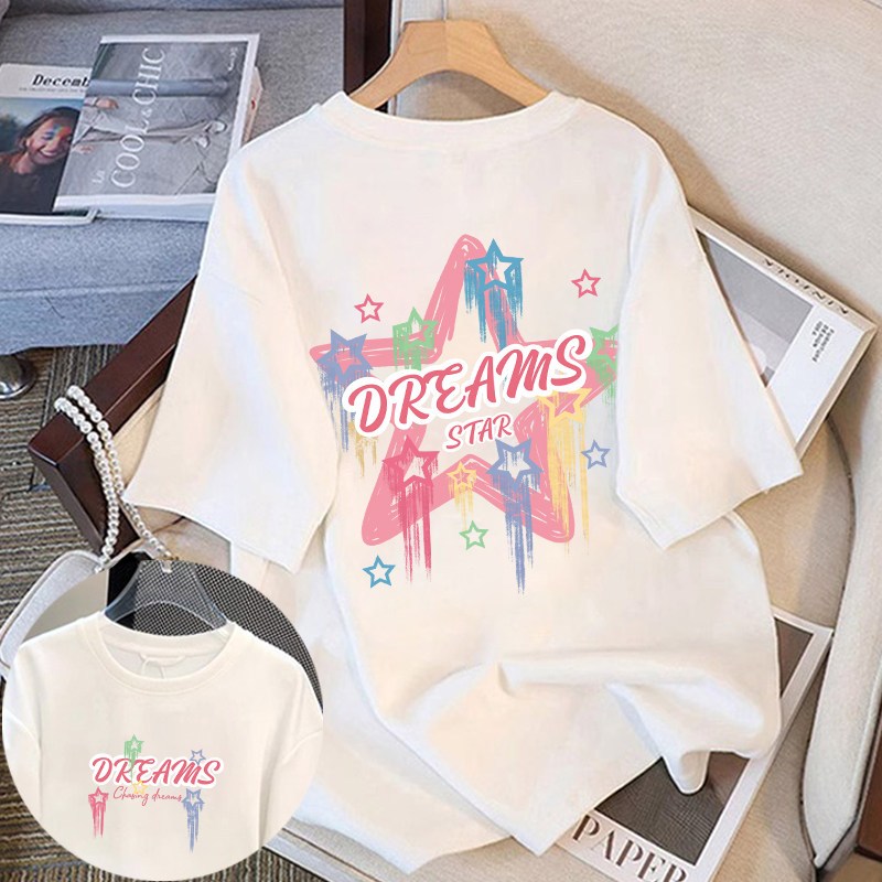 Áo thun nữ HappyTee - Áo thun hình Ngôi sao sắc màu Dreams Star