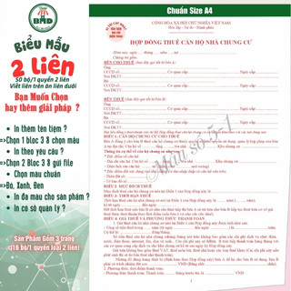 Hợp đồng cho thuê Nhà/Căn Hộ/Mặt Bằng 2 liên(A4)-Bloc 1(in sẵn) & Bloc 3( in tên) hoặc theo thiết kế