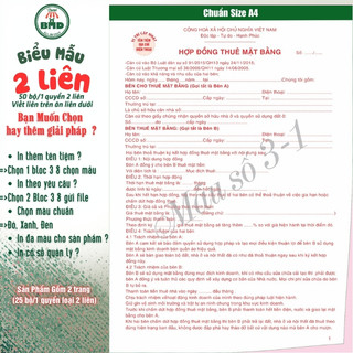 Hợp đồng cho thuê Nhà/Căn Hộ/Mặt Bằng 2 liên(A4)-Bloc 1(in sẵn) & Bloc 3( in tên) hoặc theo thiết kế