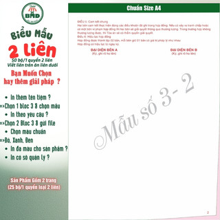 Hợp đồng cho thuê Nhà/Căn Hộ/Mặt Bằng 2 liên(A4)-Bloc 1(in sẵn) & Bloc 3( in tên) hoặc theo thiết kế