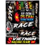sticker mini chữ race và nhiều tem nhỏ dán lên điện thoại ...;.