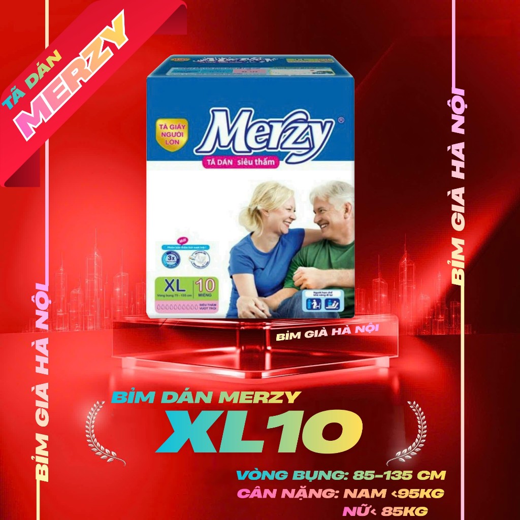 Bỉm người già Merzy XL10 ML10 M10 miếng FULL SIZE, #Tã Merzy #Tã già ...