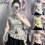 ÁO CỔ TRÒN BÈO- Tay ngắn, chất ríp lụa mịn có nhún eo, phối bèo, bacsic dễ mặc