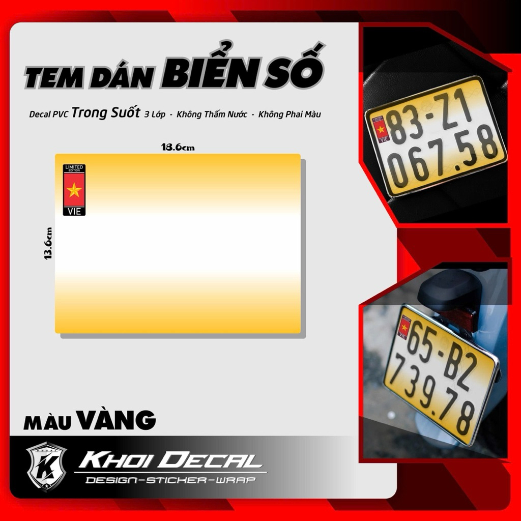 Tem trang trí bảng số xe máy cao cấp