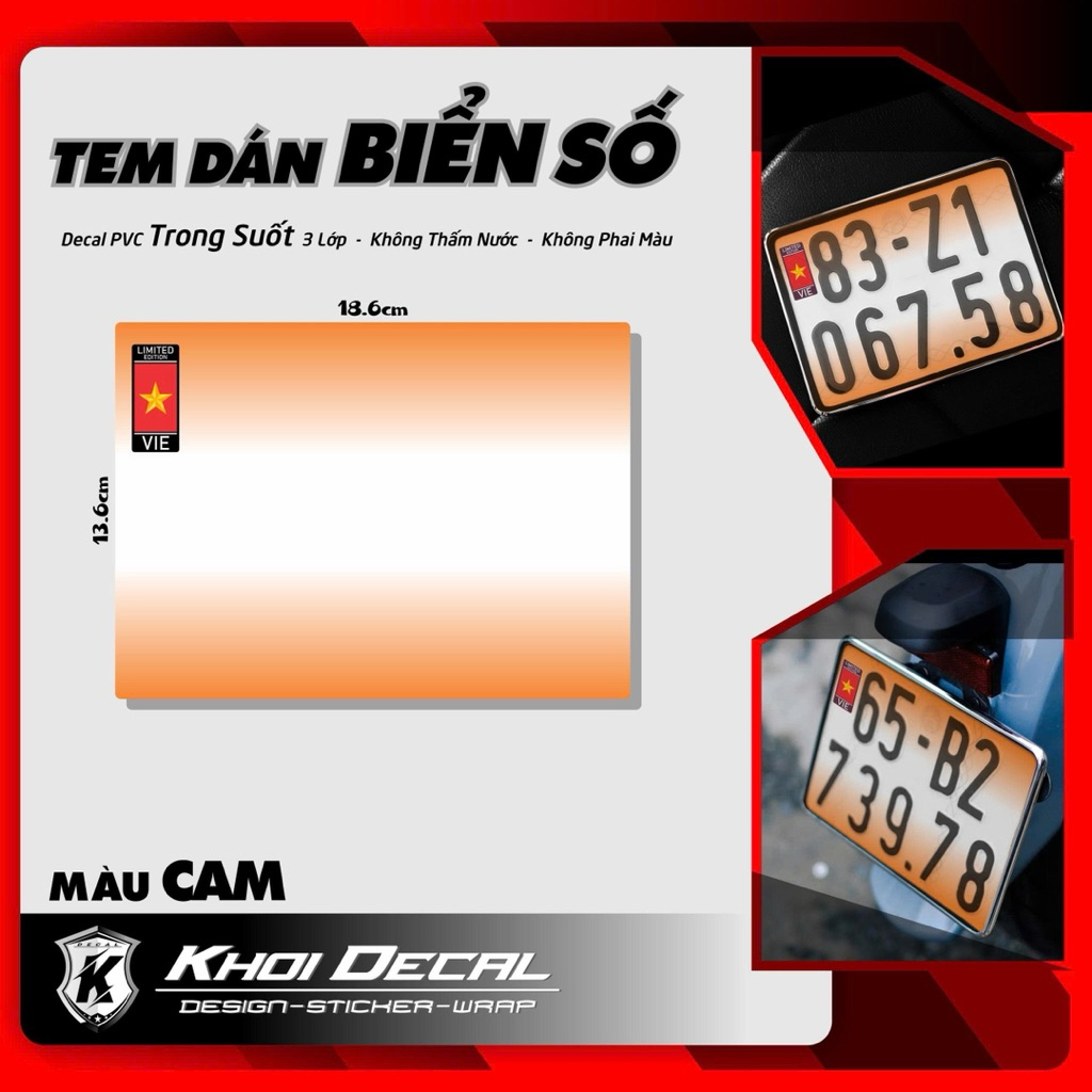 Tem trang trí bảng số xe máy cao cấp