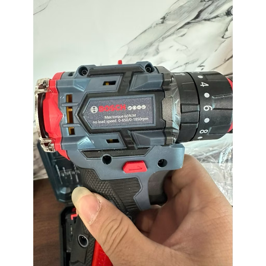 Máy khoan bosch 199v 10mm 3 chức năng có búa đầu auto lock chân pin phổ thông tặng 25 món phụ kiện