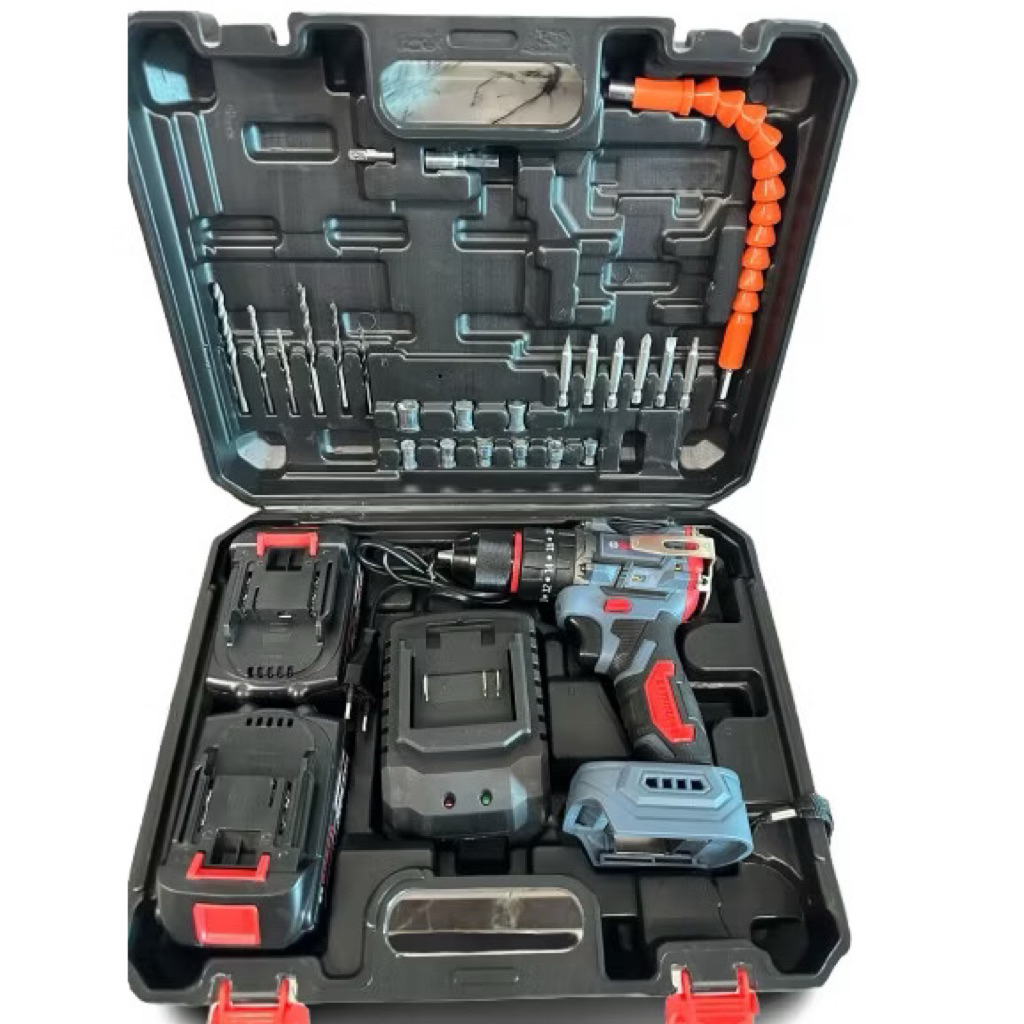 Máy khoan bosch 199v 10mm 3 chức năng có búa đầu auto lock chân pin phổ thông tặng 25 món phụ kiện